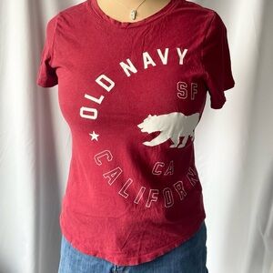 Old Navy SF California Bear Logo Red Graphic Tee Size S